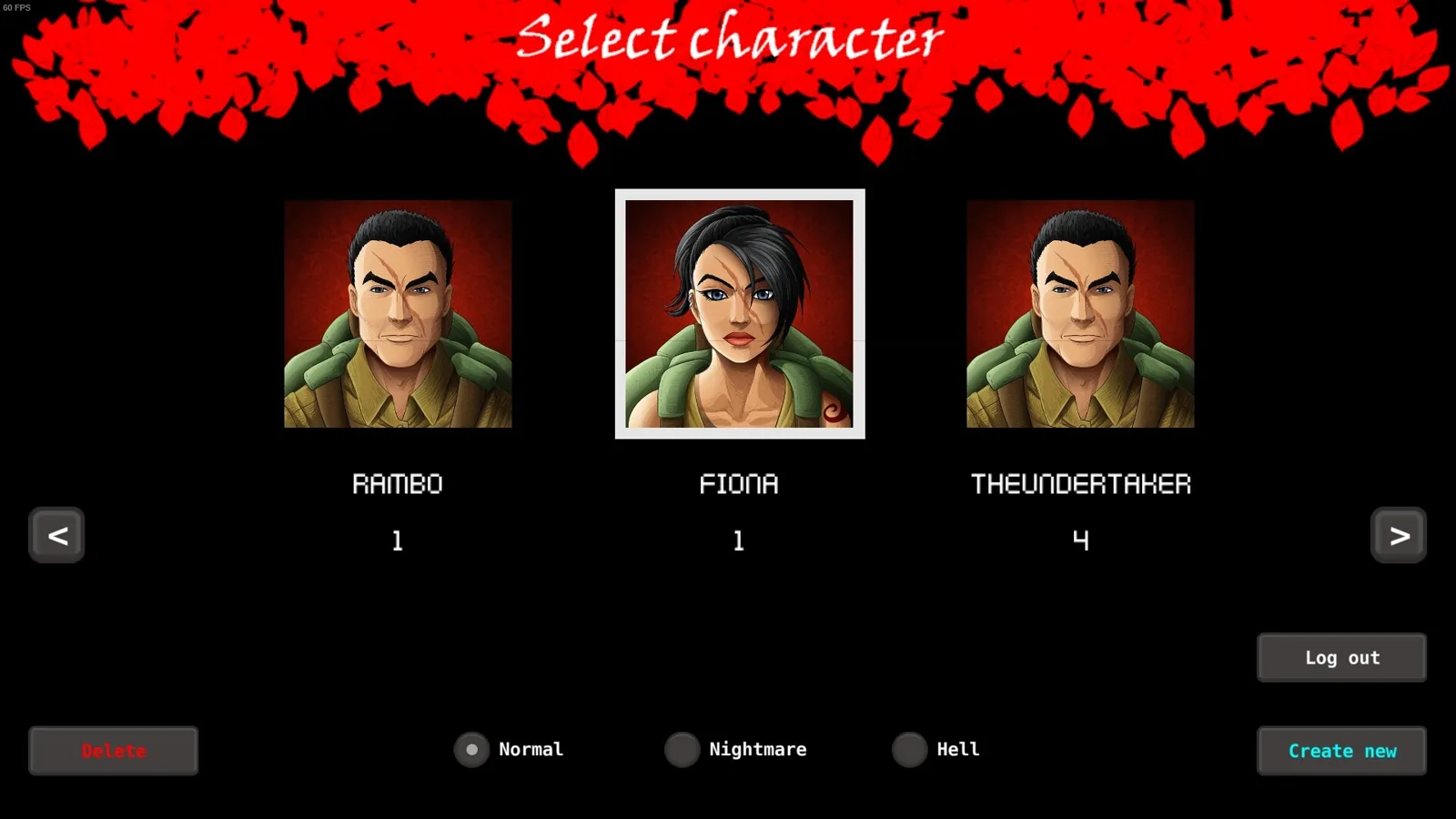 Character selection, Softcore and Hardcore